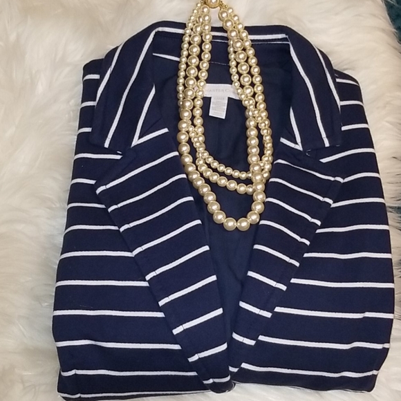 Charter Club Nautical Navy & White Blazer